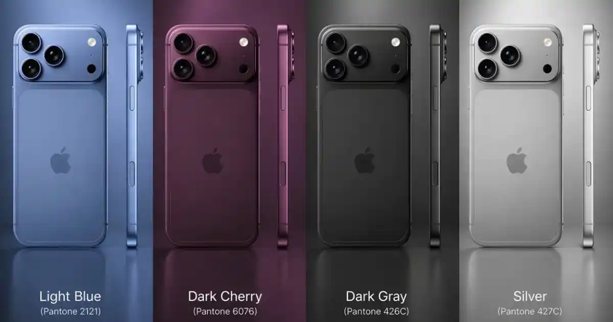 iPhone 18 Pro Series New Colors Leak 2026 Dark Cherry Light Blue iPhone 18 Pro सीरीज के नए कलर ऑप्शन Dark Cherry, Light Blue, Dark Grey और Silver